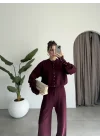 Sonya Çıtçıtlı Bordo Triko Takım