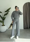 Sonya Çıtçıtlı Gri Triko Takım