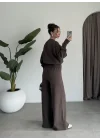 Sonya Çıtçıtlı Kahve Triko Takım