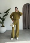 Sonya Çıtçıtlı Yağ Yeşili Triko Takım
