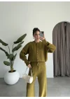 Sonya Çıtçıtlı Yağ Yeşili Triko Takım