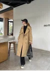 Stradi Model Camel Astarlı Uzun Trençkot