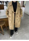 Stradi Model Camel Astarlı Uzun Trençkot