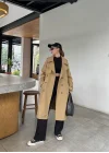 Stradi Model Camel Astarlı Uzun Trençkot