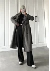 Stradi Model Gri Astarlı Uzun Trençkot
