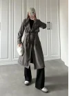 Stradi Model Gri Astarlı Uzun Trençkot