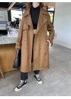 Stradi Model Kahve Astarlı Uzun Trençkot