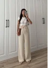 Stradi Model Keten Taş Palazzo Pantolon