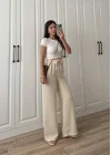 Stradi Model Keten Taş Palazzo Pantolon