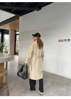 Stradi Model Taş Astarlı Uzun Trençkot