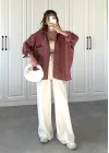 Tarçın Oversize Tensel Gömlek