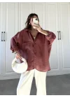 Tarçın Oversize Tensel Gömlek