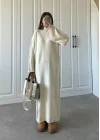 Taş Dik Yaka Oversize Triko Elbise