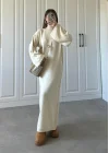 Taş Dik Yaka Oversize Triko Elbise