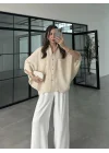 Taş Oversize V Yaka Gömlek