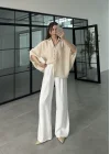 Taş Oversize V Yaka Gömlek