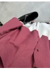 Tek Cepli Keten Oversize Bordo Gömlek