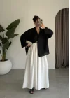 Tek Cepli Keten Oversize Siyah Gömlek