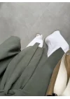 Tek Düğme Kuşaklı Haki Tensel Ceket