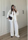 Tek Düğmeli Oversize Beyaz Gömlek Takım