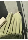 Tensel Beli Lastikli Haki Kilos Etek