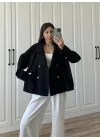 Tensel Oversize Siyah Kısa Trençkot