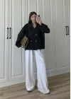 Tensel Oversize Siyah Kısa Trençkot