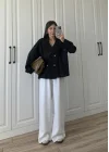 Tensel Oversize Siyah Kısa Trençkot