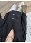 Tensel Oversize Siyah Kısa Trençkot