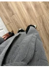 Tokyo Oversize Premium Kuşaklı Antrasit Yün Kaban