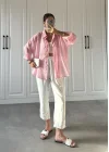Transparan Pembe Oversize Gömlek