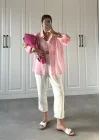 Transparan Pembe Oversize Gömlek