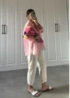 Transparan Pembe Oversize Gömlek