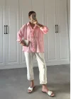Transparan Pembe Oversize Gömlek