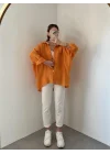 Turuncu Oversize Tensel Gömlek