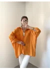 Turuncu Oversize Tensel Gömlek