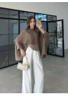 Uçuşan Pelerin Bronz Tül Bluz