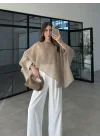 Uçuşan Pelerin Vizon Tül Bluz