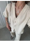 V Yaka Basic Bej Hasır Takım