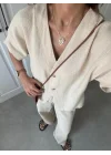 V Yaka Basic Bej Hasır Takım