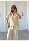 V Yaka Basic Bej Hasır Takım