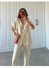 V Yaka Basic Bej Hasır Takım