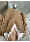 V Yaka Oversize Camel Triko Kazak