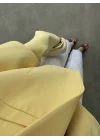 Vatkalı Astarlı Sarı Crop Ceket