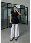Vatkalı Kemerli Siyah Premium Yelek