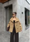 Venna Dik Yaka Kruvaze Camel Trençkot