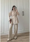 Vool Ham Keten Bej Kimono Takım