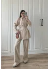 Vool Ham Keten Bej Kimono Takım