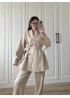 Vool Ham Keten Bej Kimono Takım
