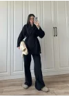 Vool Ham Keten Siyah Kimono Takım
